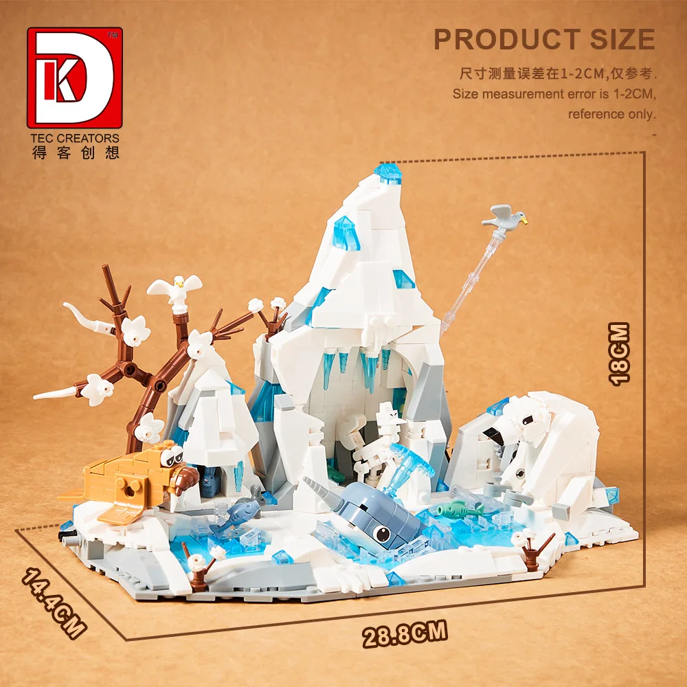 New 6024 898pcs MOC Arctic Glacier Snow Scene Building Blocks Bricks Assembling Model DIY Toys for Children Christmas Gift Set