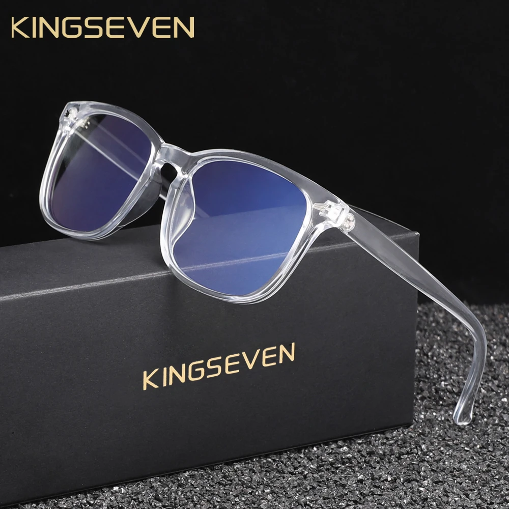 KINGSEVEN Blue Light Blocking Rectangle Glasses Transparent Men/Women 99% Anti-Blue Ray Eyewear Students Ultralight Eyeglasses
