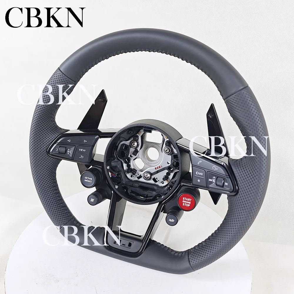 Fully Leather Steering Wheel For Audi R8 TT TTS TTRS Steering Wheel Customized One Start Buttons Sport Wheel Assembly 2016-2023