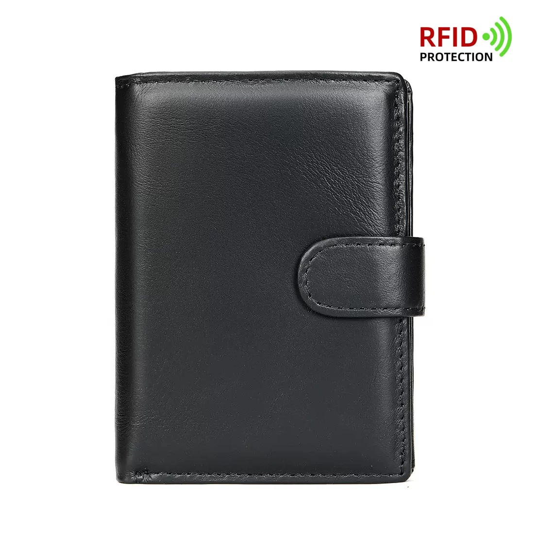 Carteira de couro masculina com bloqueio RFID, porta-cartões de couro genuíno, carteira para homens e mulheres