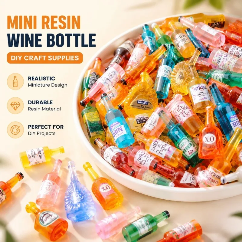 Miniature de bouteille de vin simulée en résine, jouet d'imitation, petit récipient à boisson, accessoire de fabrication de bijoux DIY, diorama de supermarché