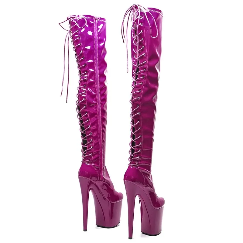 New 20CM/8inches Patent Upper Sexy Exotic Young Trend Fashion Boots High Heel Platform Pole Dance Shoes