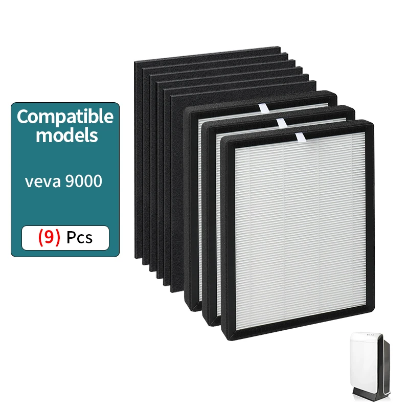 ProHEPA 9000 HEPA Replacement Filter Compatible with Veva ProHEPA 9000 Air Pur ifiers, Including 3 HEPA Filters+6 Pre-Filters