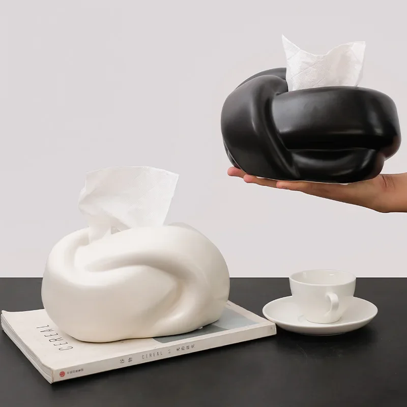 Fun Knot Ceramic Tissue Boxes Modern Creative Cute Abstract Crafts Art Napkin Holder Home Coffee Table Desktop Paper Towel Box