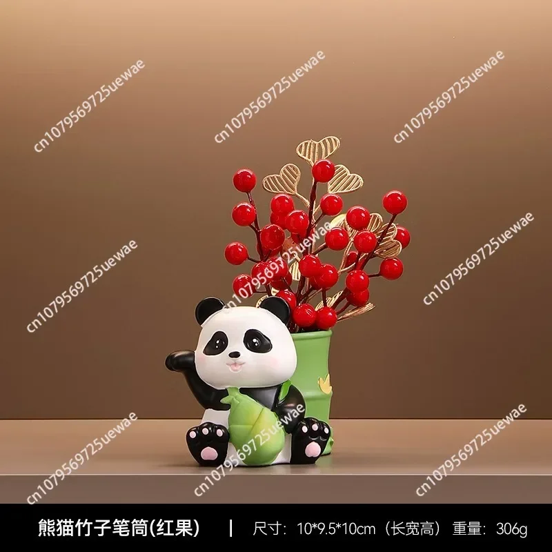 Panda Pen Holder Ornament Resin Crafts Student Gifts Desktop Desk Storage