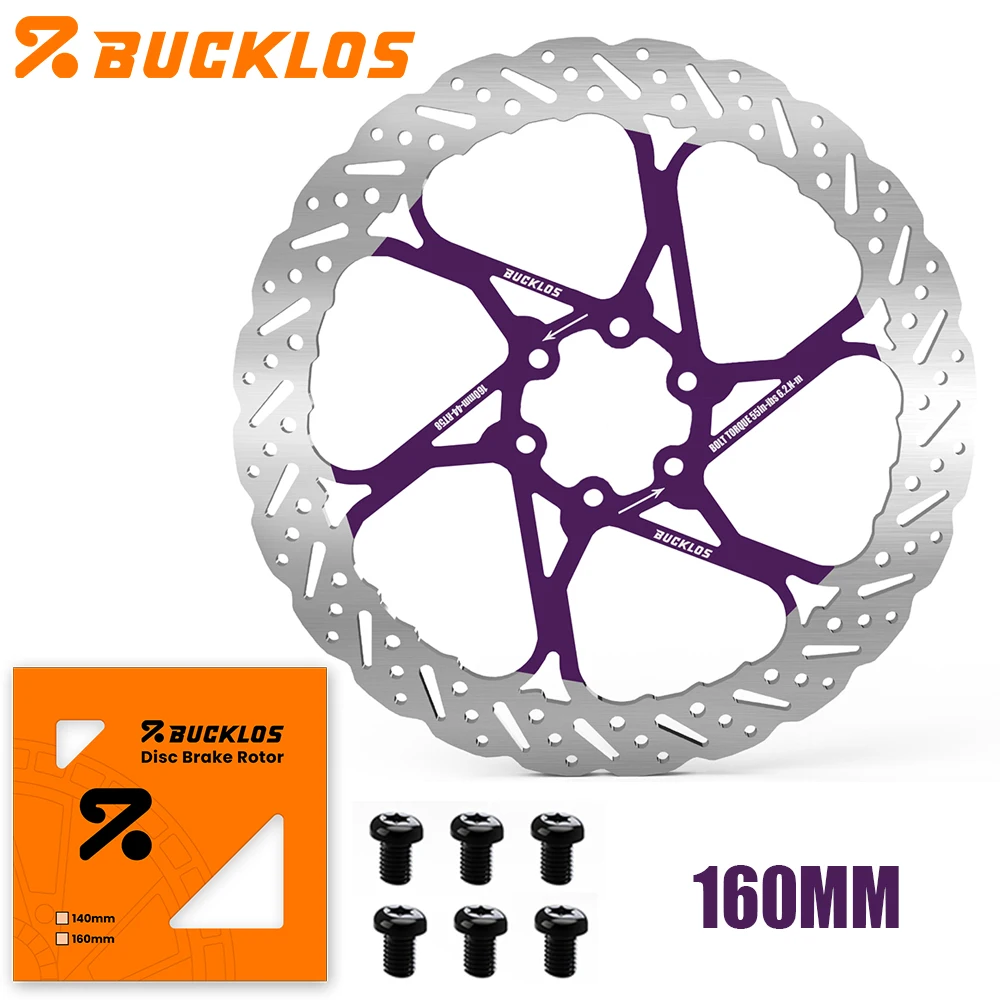 BUCKLOS Fahrrad-Bremsscheibe 140mm 160mm 180mm 203mm Ultraleichte Rennrad- und Mountainbike-Hydraulikbremsscheiben mit 6 Schrauben