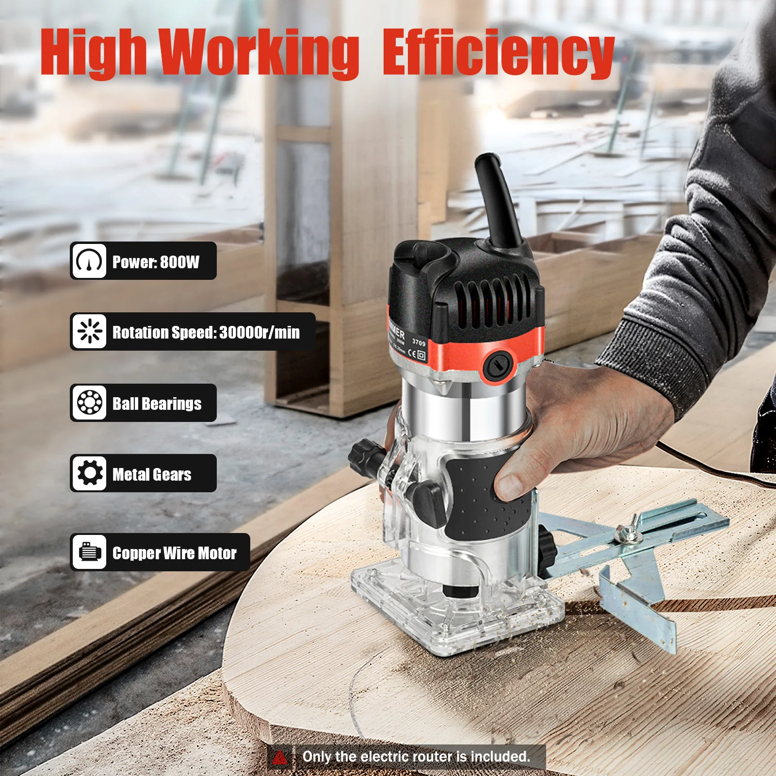 30,000RPM Electric Handheld Wood Router, 800WProfessional Router,Wood Router 220V