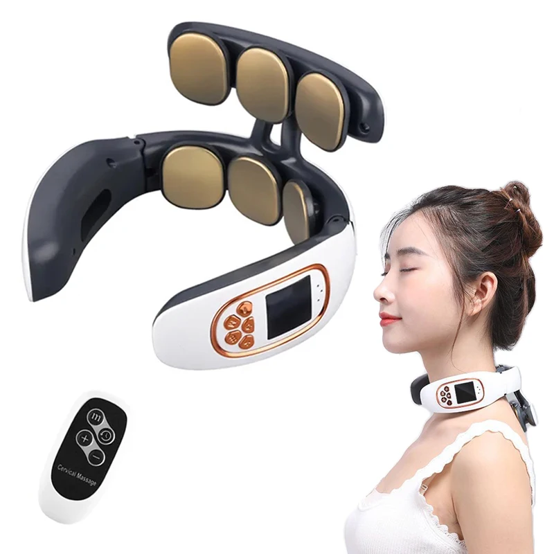 Pulse Neck Massager Heat Pain Relief Cordless Intelligent Deep Tissue Trigger Point Massage Shoulder Cervical Massager