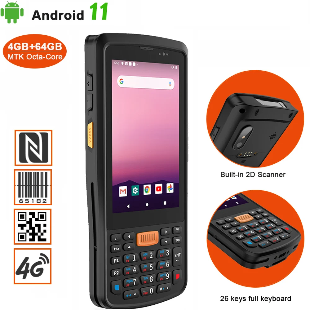 휴대용 PDA 스캐너 처리 터미널, 안드로이드 11, 2D Zebra SE4710 스캐닝 모듈, NFC, 와이파이, 블루투스, GPS, 4G, 구글 스토어