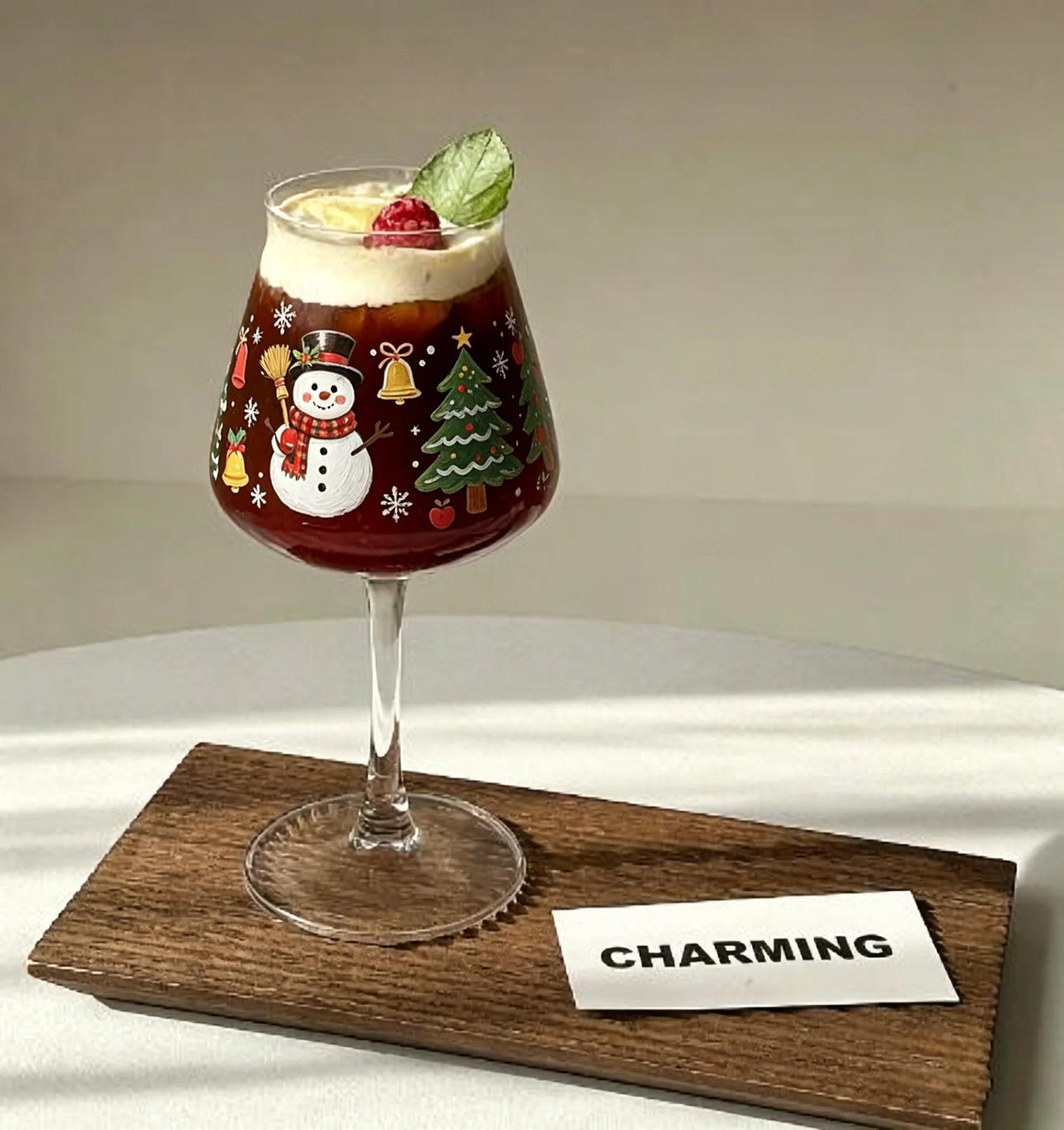 Soft Neutral Vintage Xmas UV DTF Stickers 16oz Tumbler Rub On Santa Reindeer Cabin Winter Holiday Transfer Wraps