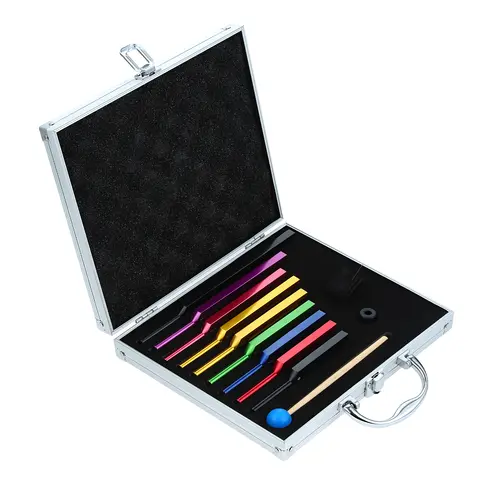 9Pcs/1box Colorful Aluminum Alloy Solfeggio Tuning Forks Hammer 174 /285/396/417/528/639/741/852 /963 Hz Sound Therapy Tools Kit