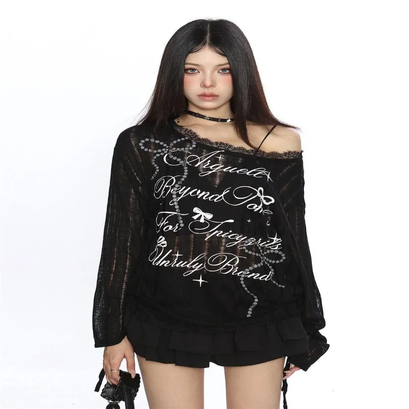Tops T-shirts Blouses Women's Summer Bow Drawstring Off-the-shoulder Long Sleeves UV Protection Comfortable Casual Chic Premium