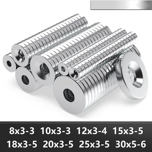 Imán de neodimio súper fuerte N35 de 25x3-5mm redondo con agujeros NdfeB potentes imanes magnéticos permanentes imanes de refrigerador