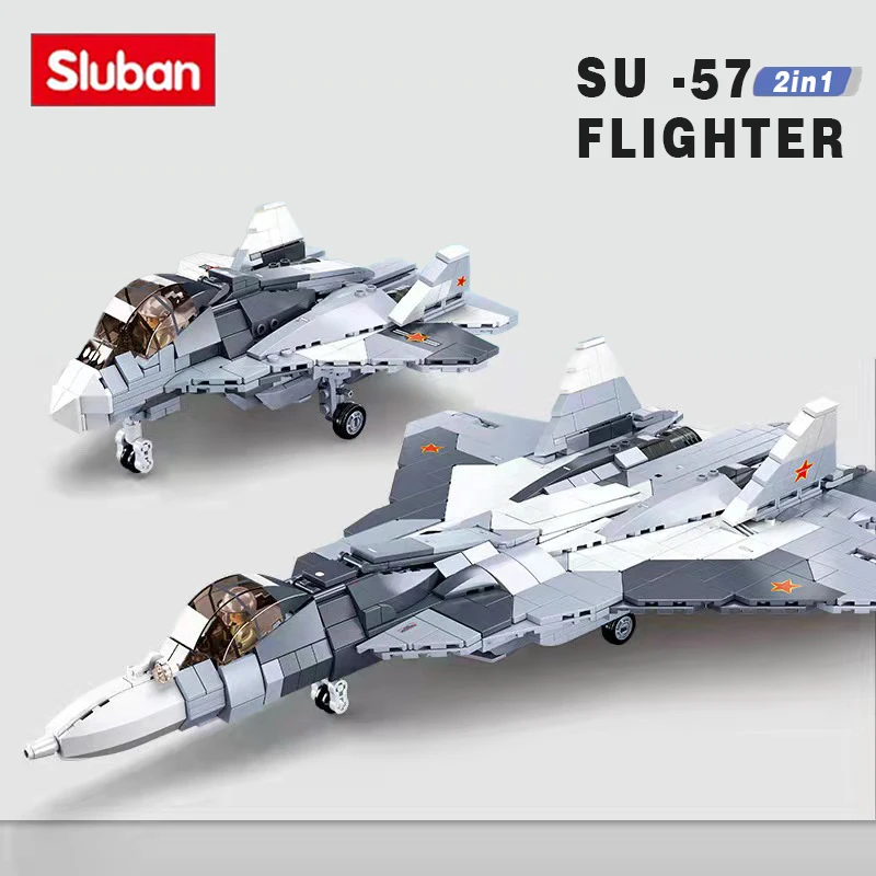 WW2 Military Battle Plane Army Fighter Jet SU-27 SU-57 US F-22 F-35 War Building Blocks Bricks Shipboard Aircrafted Weapon Toys