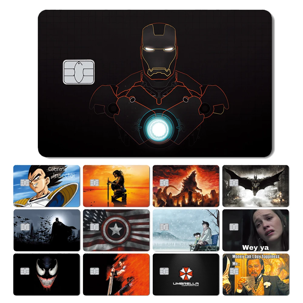 Hot Sale Batman Iron Man The Avengers Marvel Captain American Anime Front Side Credit Card Debit Card Film SKin Sticker