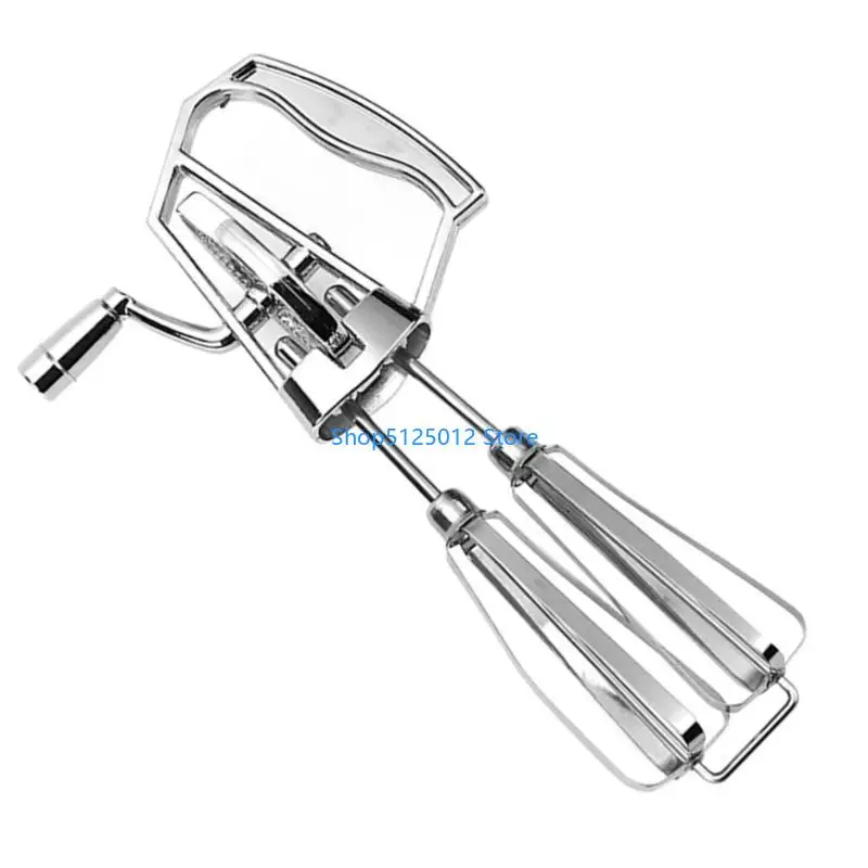 G8TC Stainless Steel Manual Eggs Beater Hand Crank Mixer with Double Rotating Heads for Efficient Whipping and Baking