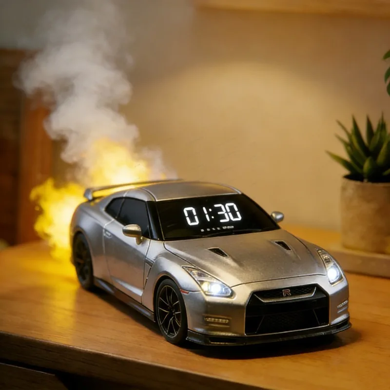 

Novel Creative Metal Racing Car Alarm Clock, Spray Mist Sports Car Alarm Clock for Desk Decor