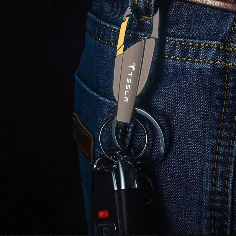 سلسلة مفاتيح لشعار السيارة من سبائك الزنك ، حلقة مفاتيح لطراز تسلا 3 ، موديل S ، موديل X ، موديل Y ، سيبرانتراك ، رودستر ، سبيس ، 1 #4