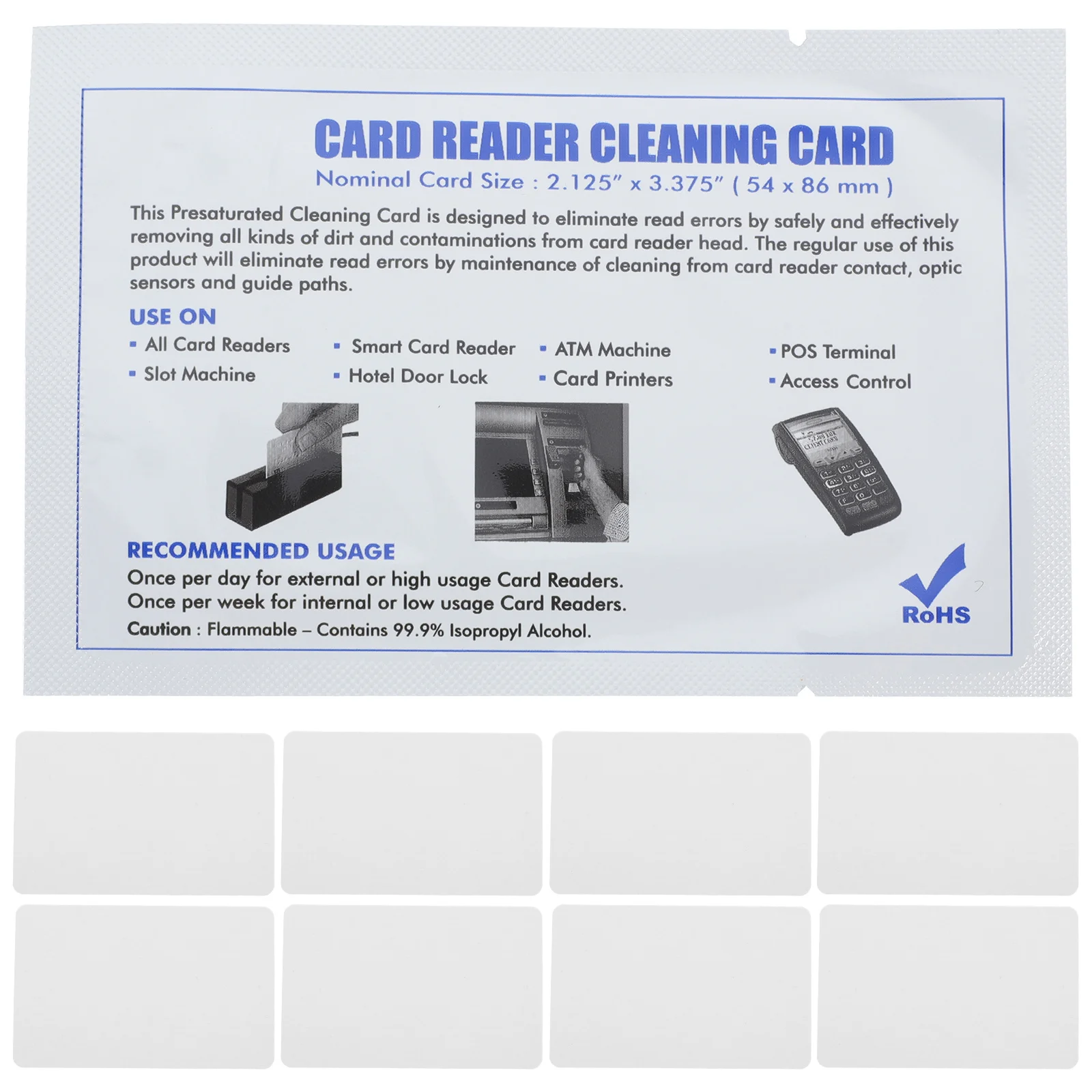 10 Pcs Reusable POS Terminal Cleaner Card Dual Side Cleaning Tool for Credit Card Reader Machine Supply Kit Maintenance