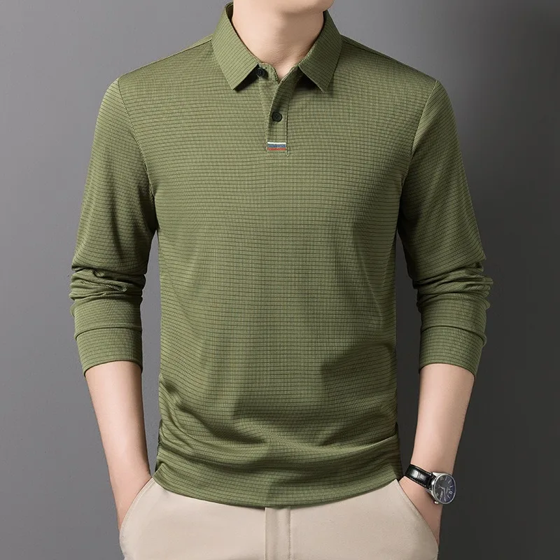 Men's Long Sleeve Polo Shirts Tees & Tops with Fleece Warm Winter Bottom Wear Casual Business T-shirts Hot Sale Autumn Clothing