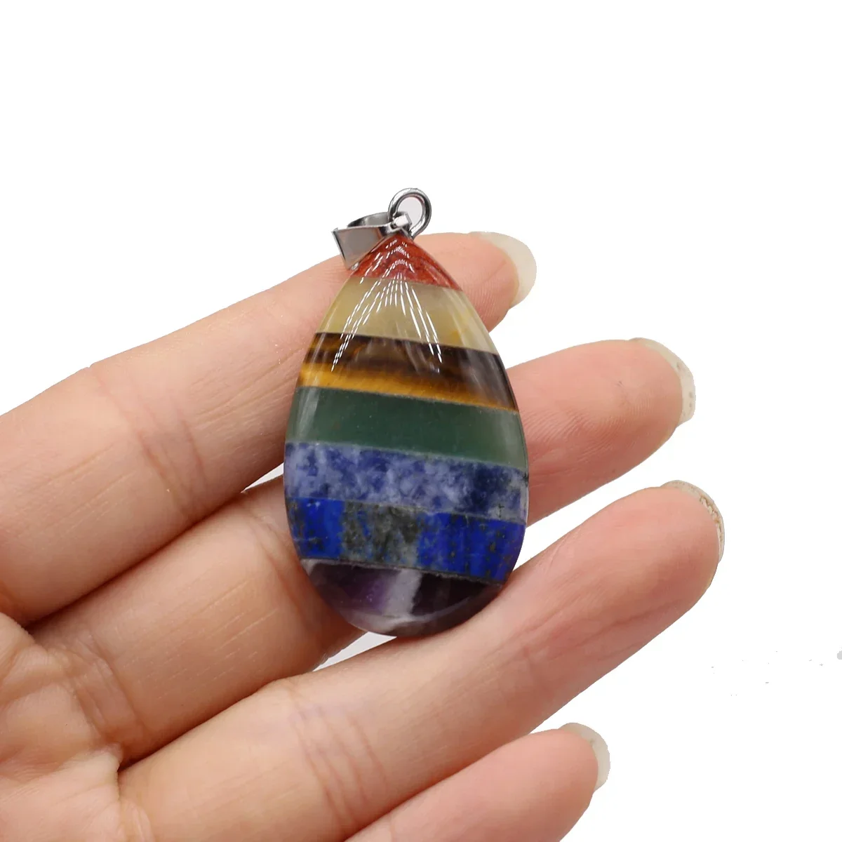 

Natural Gemstone Heart Shaped Teardrop Striped Pendant Ladies Gift High Quality for Jewelry Making DIY Necklace Accessories