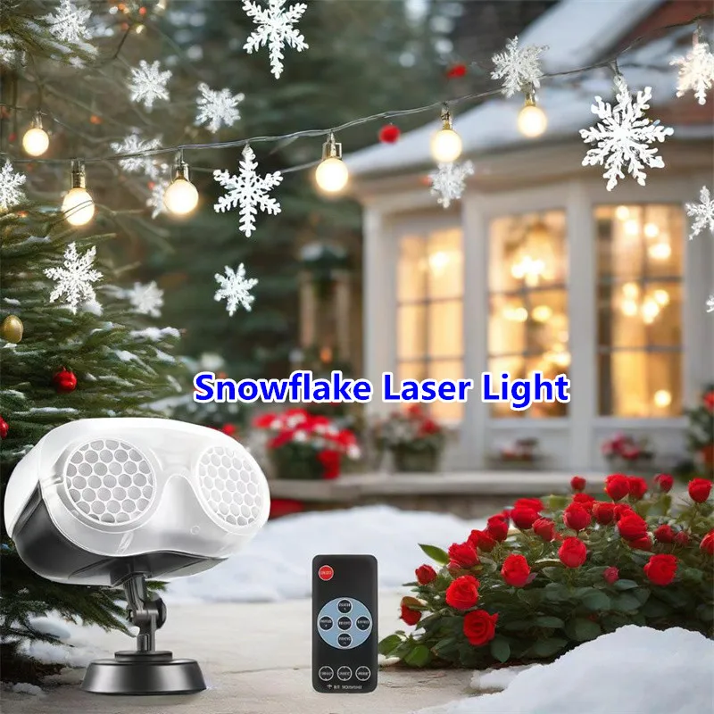 

Snowflake Laser Light Snowfall Christmas Projector Outdoor IP65 Moving Snow Garden Lawn Laser Projector Lamp for New Year Party