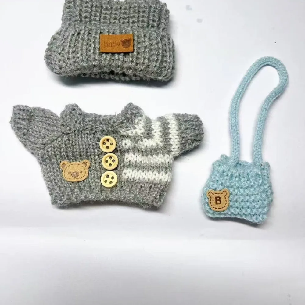 Voor 15-17 cm Labubu Kleding outfit Labubu Zitten Feest Beer Label Sjaal Hoed Poppen Accessoires Leuke Decoratie