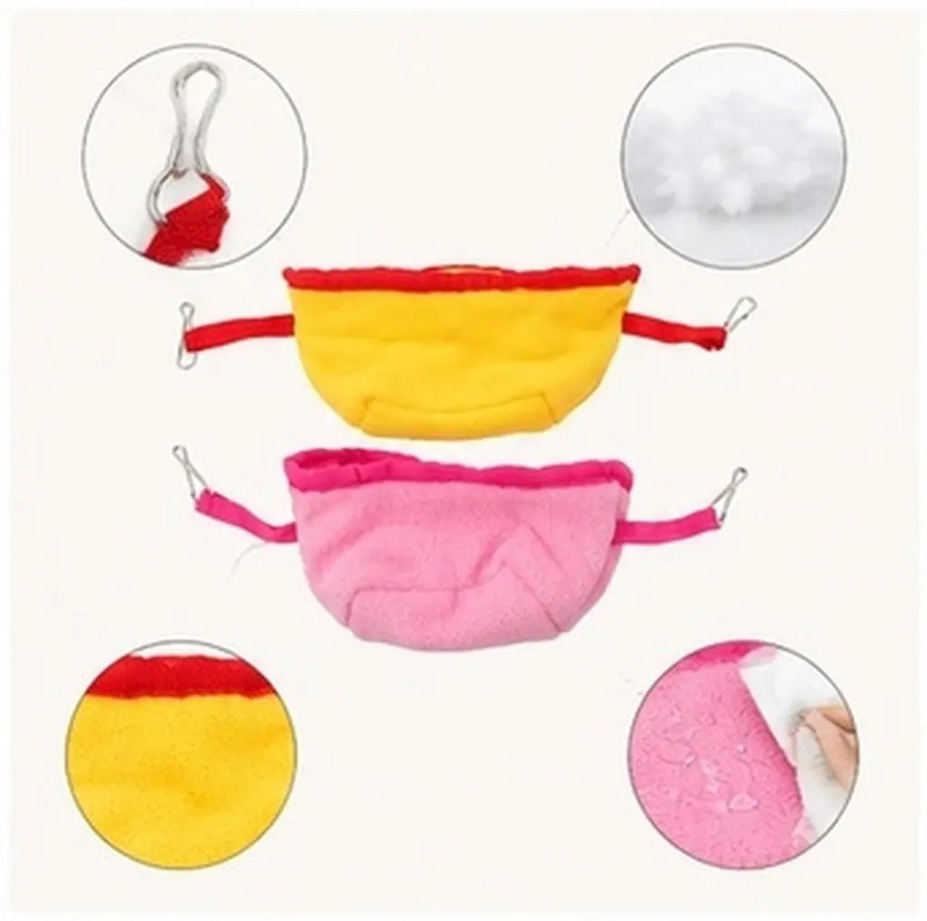 2Pcs Pet Warm Nest Hanging Bird Bed Snuggle Hut Soft Cozy Winter Hideaway Tent Hammock for Parrot Cockatiel Conure Budgie