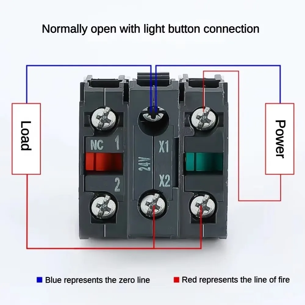 XB4 22mm Emergency Stop Button Switch Double Button Switch with Light Momentary Self Reset Mushroom Power Push Button Switch 10A