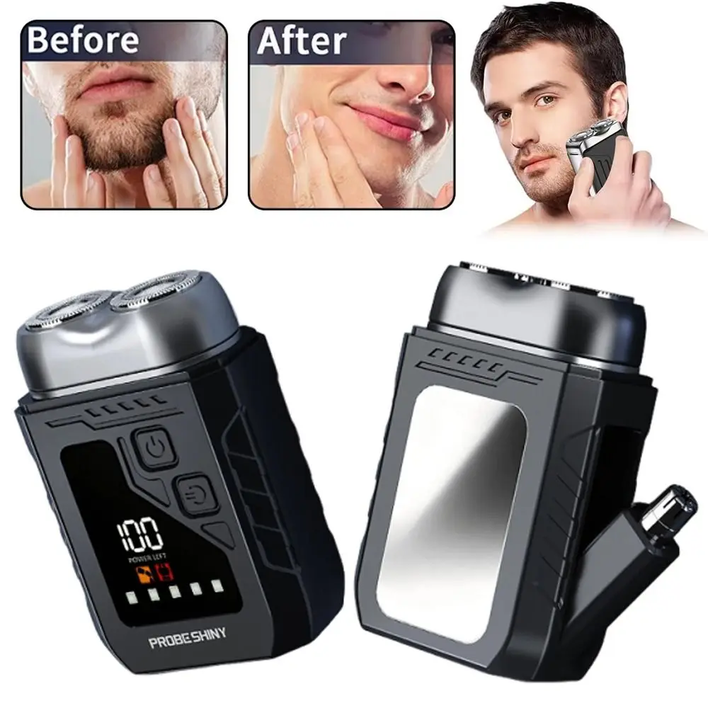 2in1 Mini Electric Shaver Digital Display Painless Electric Nose Hair Trimmer Double Head Efficient Shaving