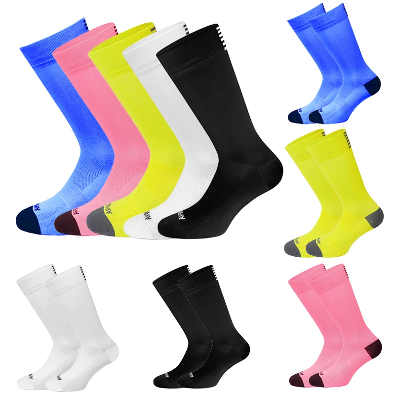 5 Pairs Cycling Socks Men Professional Biking Socks Sport Sweat Absorbing Breathable Football Socce Compression Running Socks