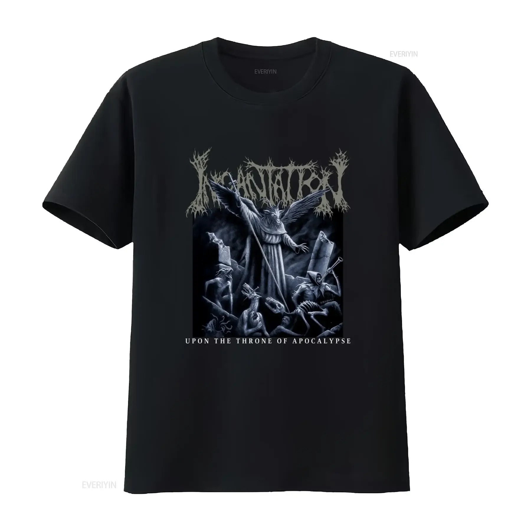 Incantation Upon The Throne Of Apocalypse Death Metal Band T Shirt vintage Washed streetwear designer clothes Unisex Stylish