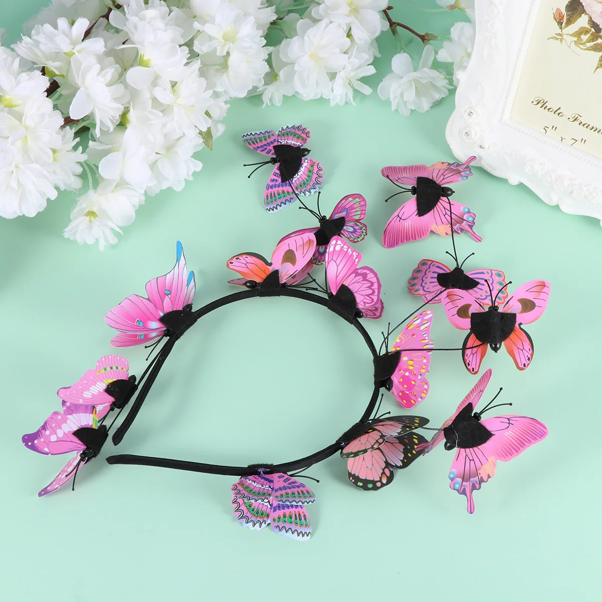 Headgear Women's Hair Accessories Pink Butterfly Headband Fairy Creative Headwrap