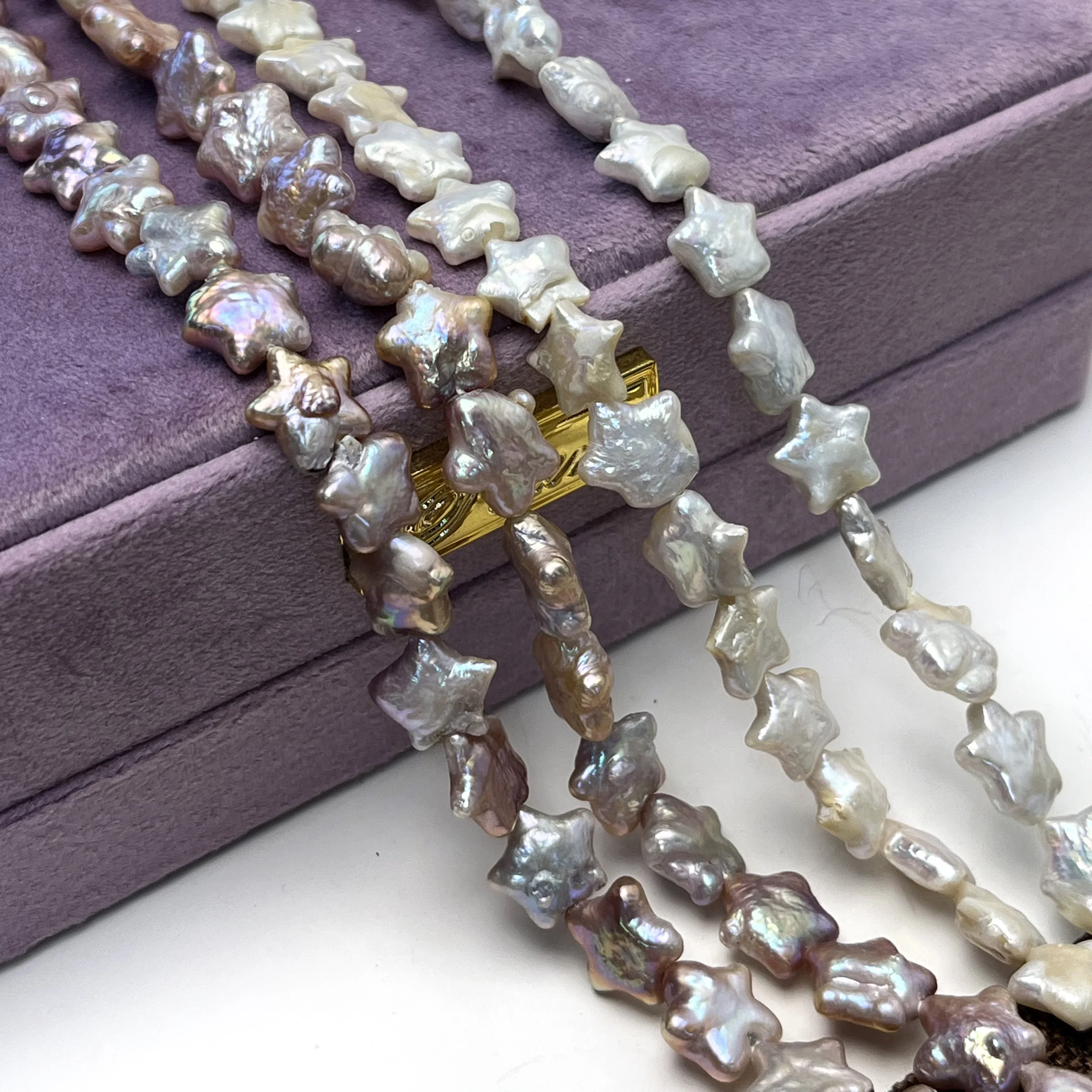 لؤلؤ المياه العذبة الطبيعية الباروك نجوم الأبيض الأرجواني 12x12mm4A اللؤلؤ حبة مجوهرات جعل عقد دي اي واي سوار إكسسوارات النساء #4