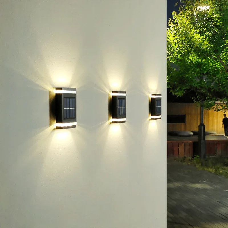 

6LED Outdoor Solar Wall Lamp, Waterproof Wall Washing Lights, Up And Down Lighting, For Terrace, Garden, Fence, Villa Exterior W