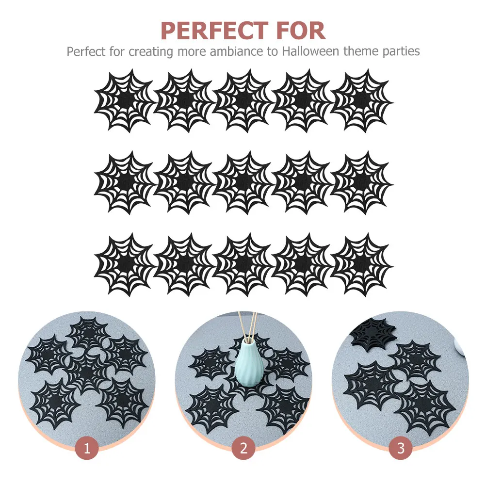 

15pcs Halloween Spider Web Coasters Household Decorative Spiderweb Placemats Drink Coasters For Home Decor Party Supplies