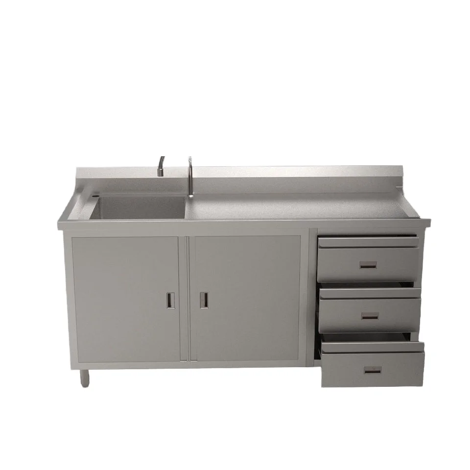 Commercial cabinet console 304 ultra-thick stainless steel workbench sink single hole multi-function