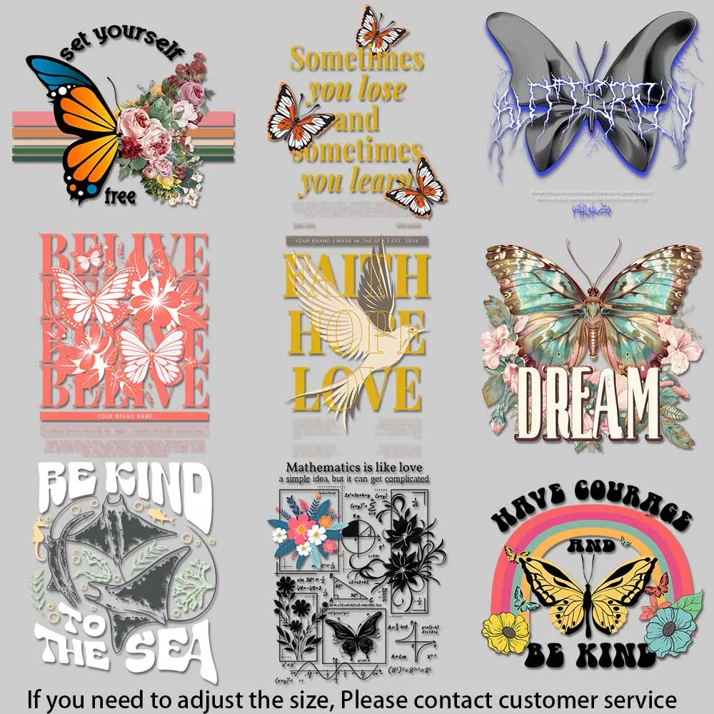 Butterfly Art Illustration Tiger Bold Art Rhino Nature Theme Colorful Creations iron on patches for clothes DIY Decoration