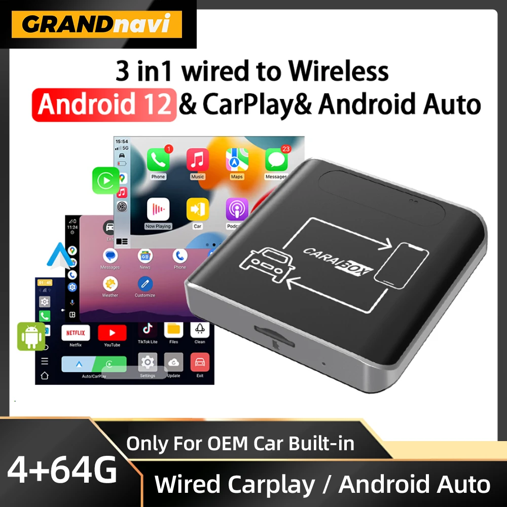 

Smart AI Box Android 12 Wireless Carplay Android Auto For Youtube Netflix Tiktok Toyota Mazda Hyundai Haval GMC Ford MG VW Kia