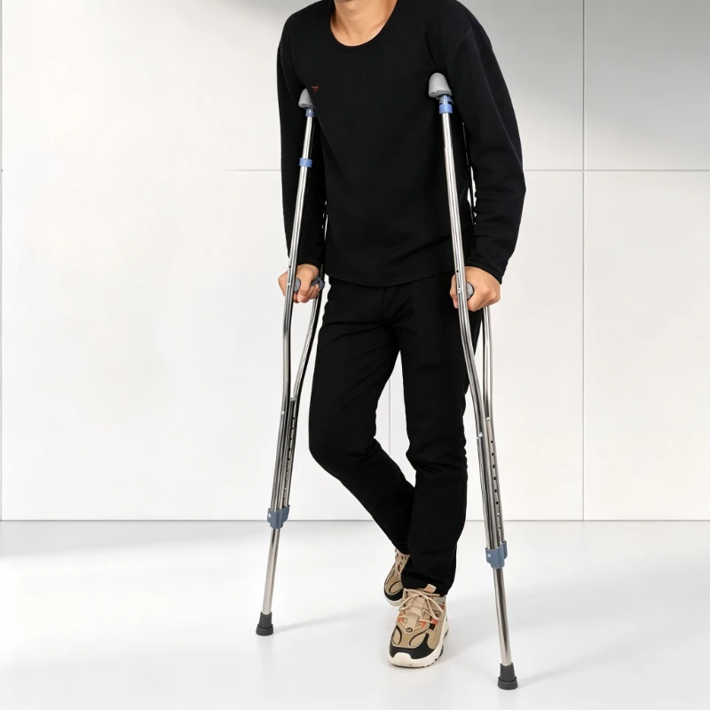 Adjustable Height Underarm Walking Crutches Non Slip Stable Wear Resistant Portable Mobility Aids For Elderly Disabled Fracture