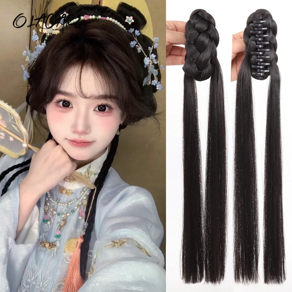 Fashion Chinese Style Ponytail Claw Clip Long Curly Straight Universal Ponytail Wigs with Claw Clip Hair Extensions for Women
