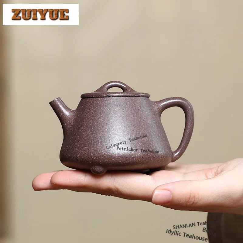 

120 мл подлинные чайники из фиолетовой глины Исин, ручная работа, совок из высокого камня, горшок из необработанной руды, фиолетовый нефрит, золотой песок, грязевой чайник, чайный сервиз Zisha