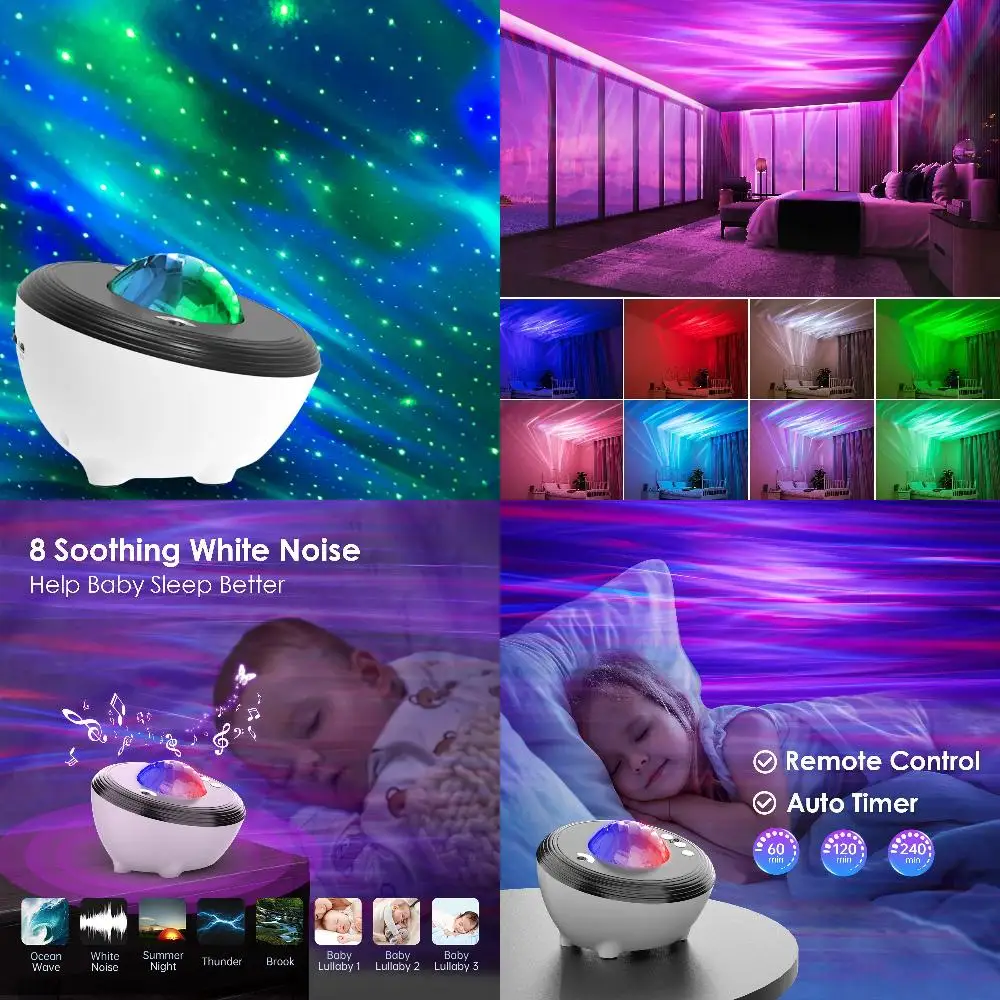 

Star Projector LED Bluetooth Speaker White Noise Night Light Bedroom Decoration Demon slayer accessories Nezuko Leds Jelly fish