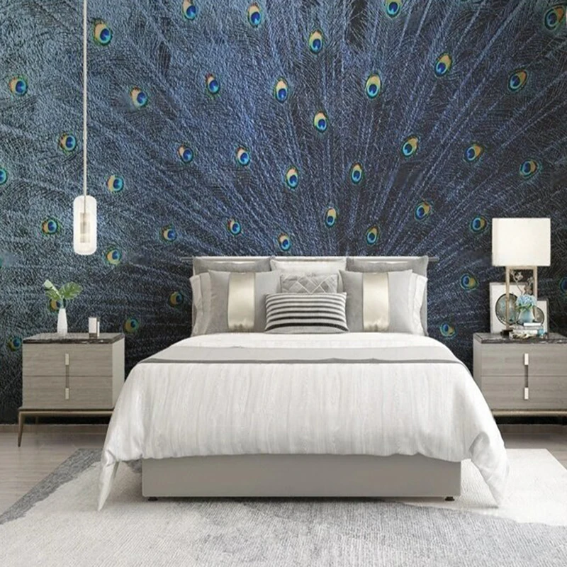 

Custom Original peacock spreading its tail decorative picture TV bedroom home decoration background picture mural