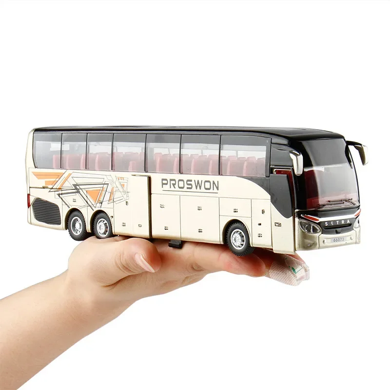 1:32 High Quality Alloy Business Bus Model Metal Diecasts Simulation Luxury Double Sightseeing Bus Pull Back Car Toys For Kids