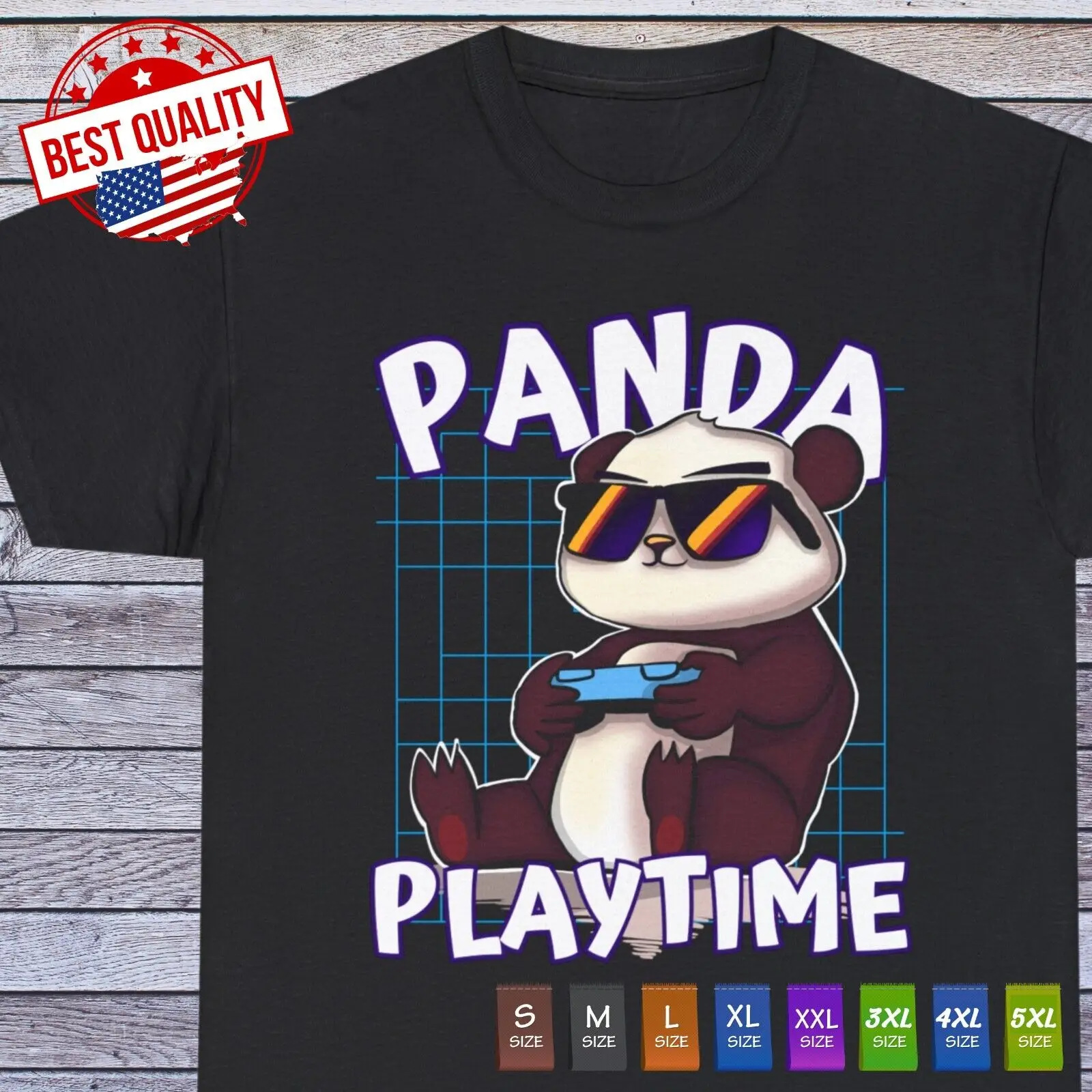 Panda Playtime T Shirt, Gaming Lover Panda Gaming Console Pattern Clothing