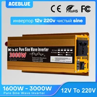 Inversor 12v 220v onda sinusoidal pura 1600W 2200W 3000W DC 12v a AC 220V convertidor de fuente de alimentación portátil inversor Solar de coche