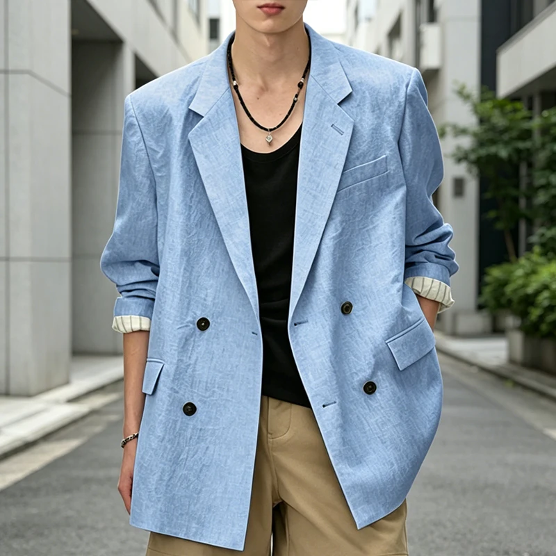 Men's Linen Blazer Notch Lapel Suit Jacket Breathable Lightweight Spring Summer Coat Business Office Beach Wedding Wear For Men