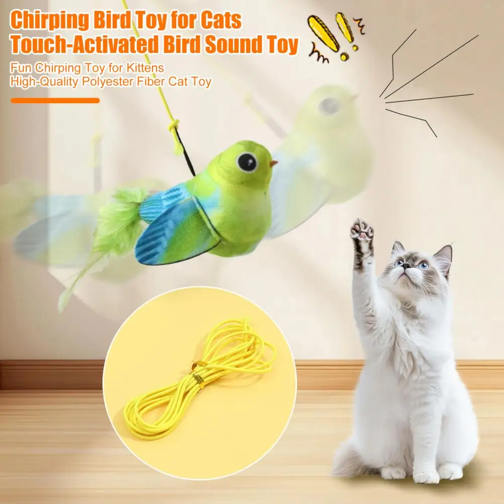 Polyester Fiber Cat Toy Polyester Fiber Cat Toy Chirping Bird Cat Toy with Realistic Plush Design Chirp Sound Fun