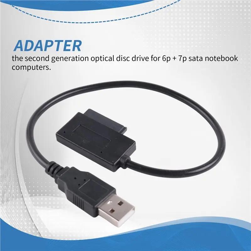 AFOURT-USB Adapter PC 6P+7P CD DVD Rom SATA To USB 2.0 Converter Slimline Sata 13 Pin Drive Cable For PC Laptop Notebook